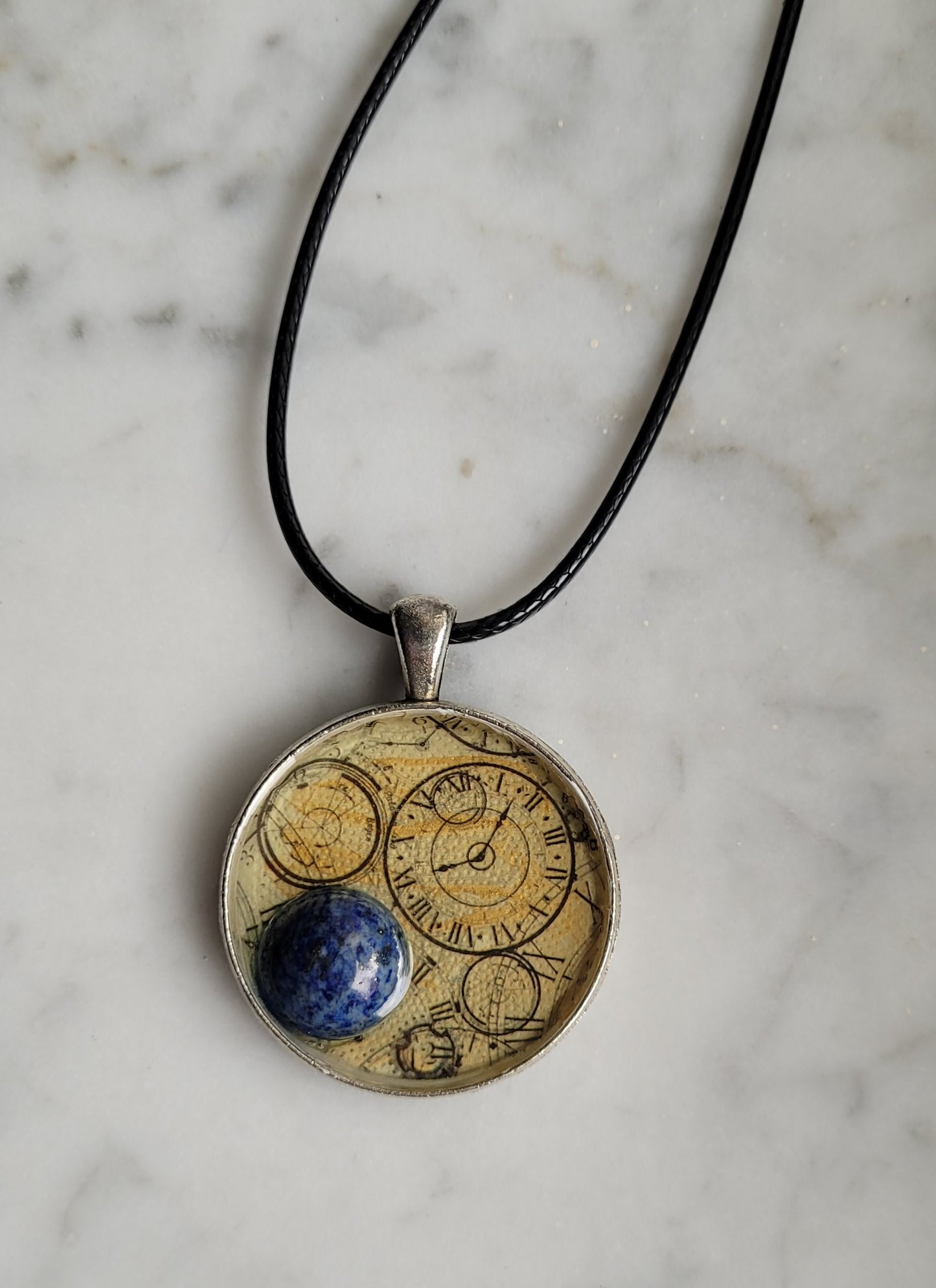 Clocks - Lapis lazuli Handcrafted Amulet by Doe Zantamata