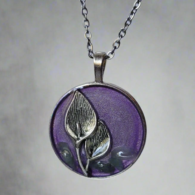 Peace Lilies and Prehnite Handcrafted Amulet by Doe Zantamata