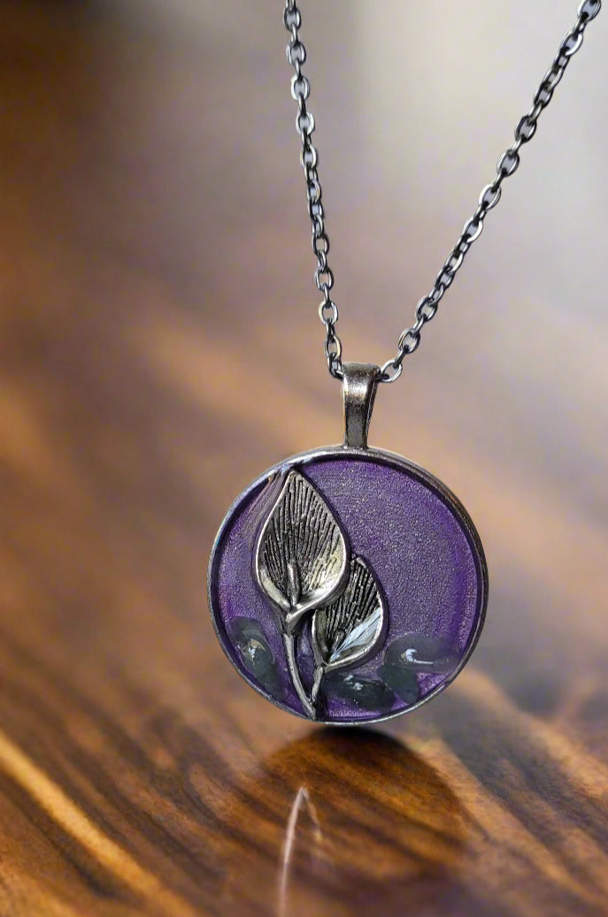 Peace Lilies and Prehnite Handcrafted Amulet by Doe Zantamata