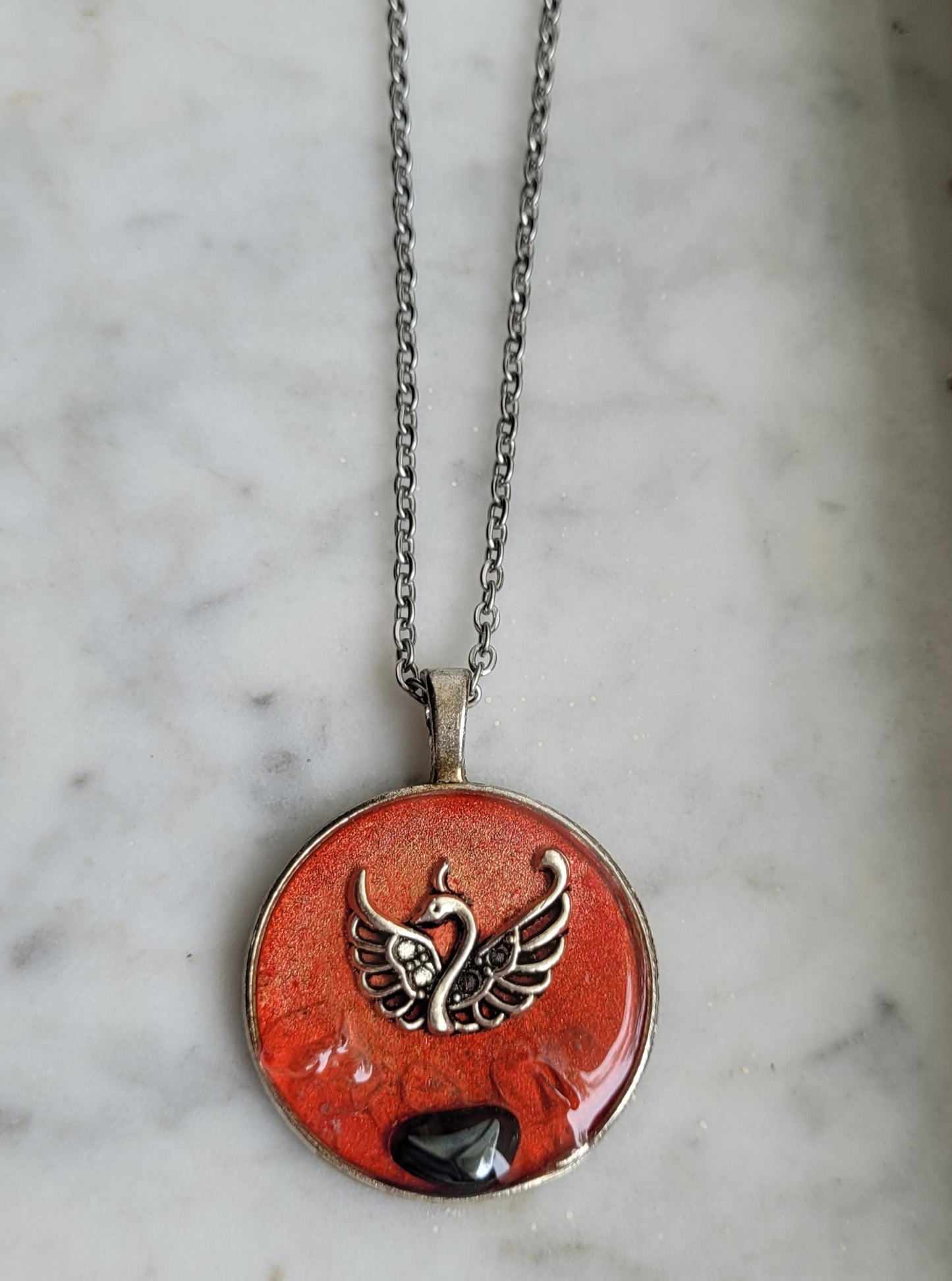 Phoenix in Flight Handcrafted Amulet by Doe Zantamata