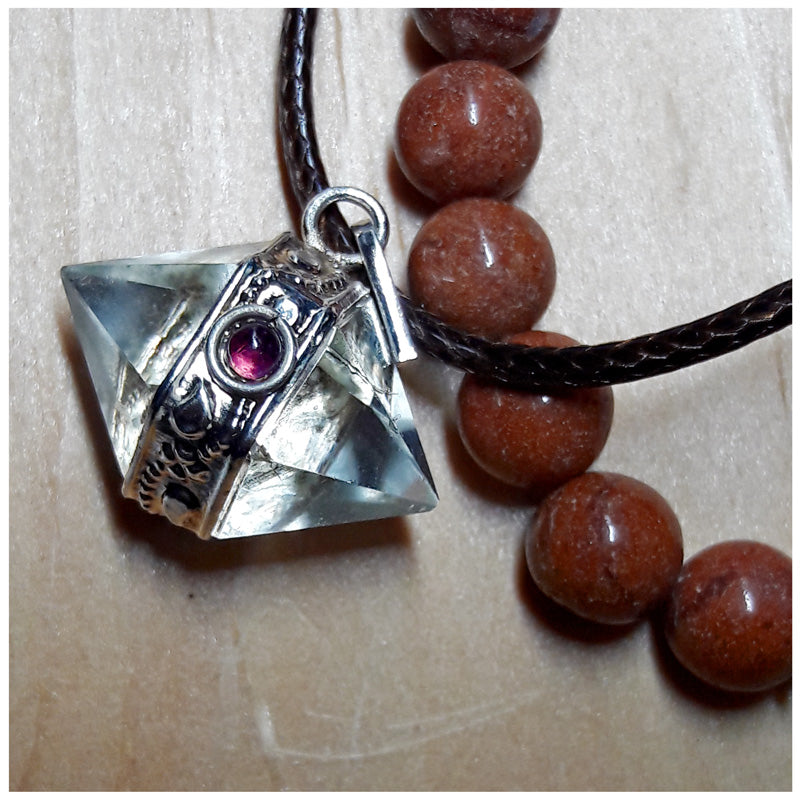 "Effortless Manifesting" Icosahedron Sacred Geometry Pendant and Red Jasper Bracelet Set