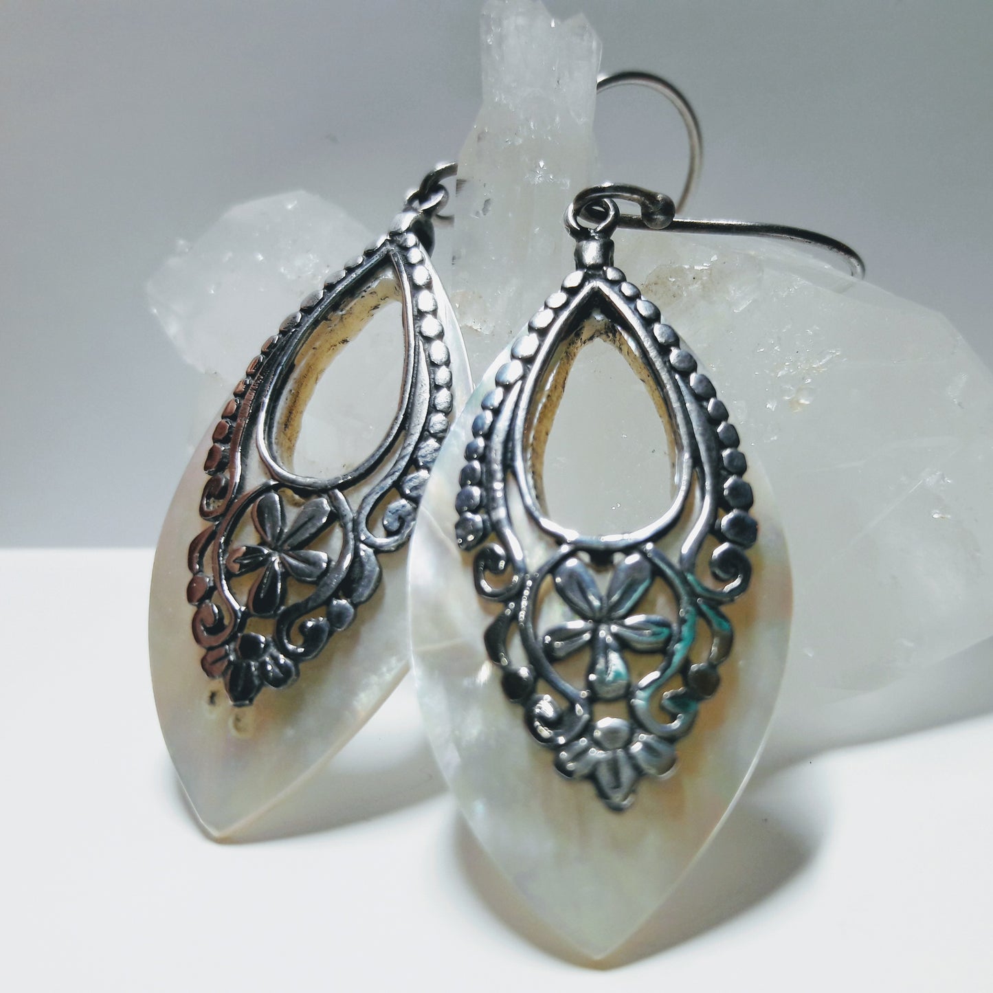 Mother of Pearl and Sterling Silver Earrings