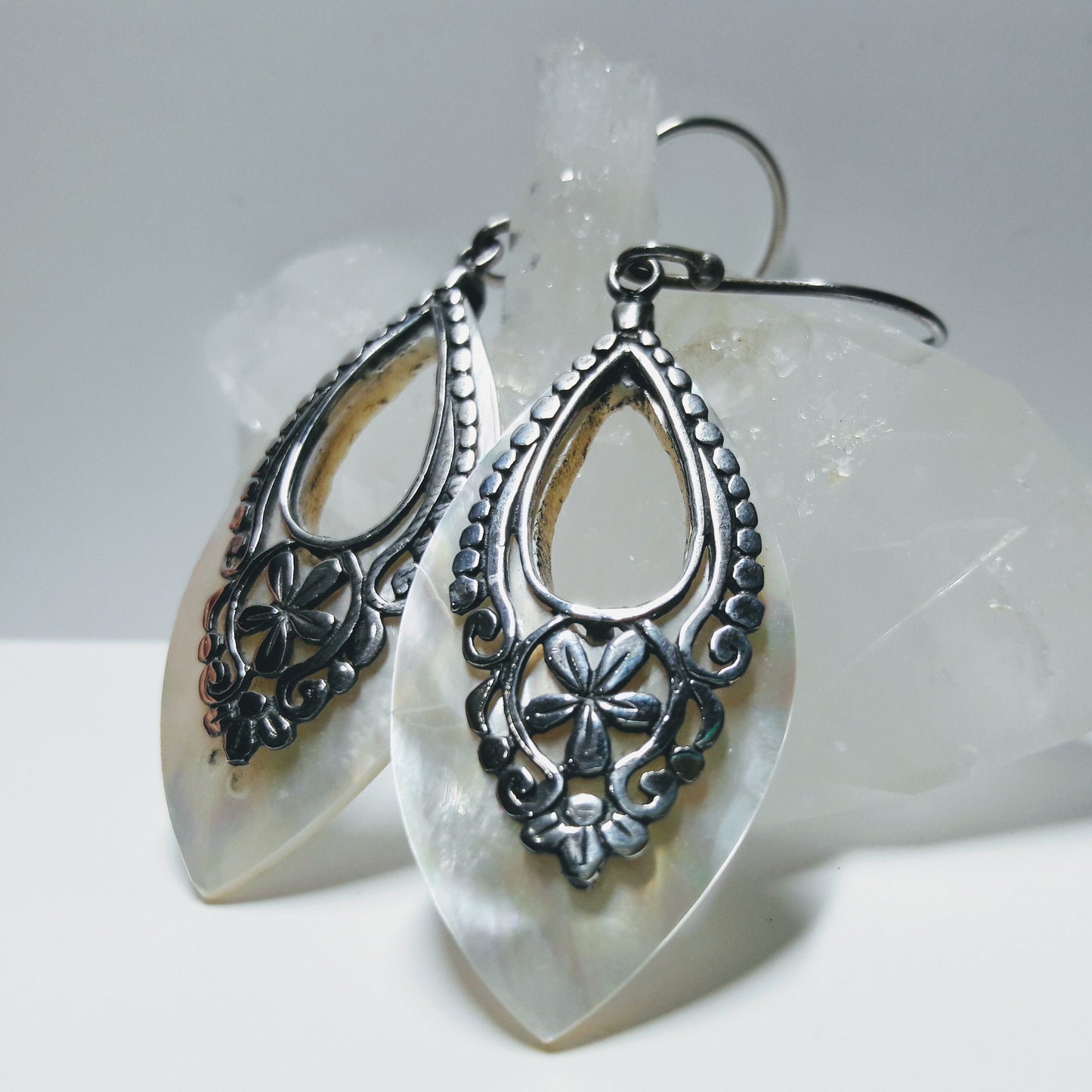 Mother of Pearl and Sterling Silver Earrings