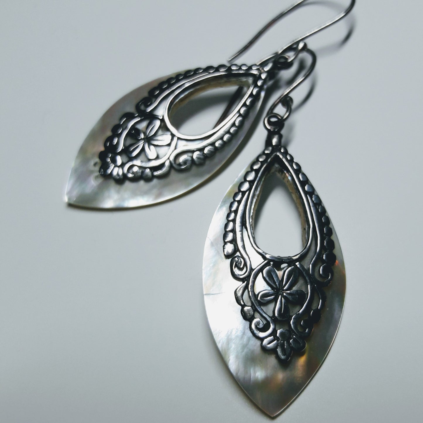 Mother of Pearl and Sterling Silver Earrings