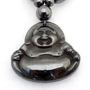 Laughing Buddha Magnetic Hematite Pendant and Necklace