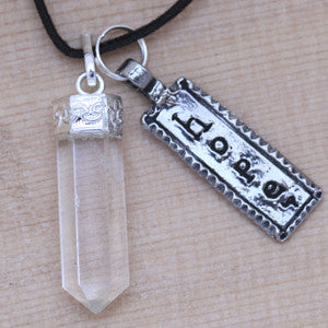 Hope Pewter Pendant, Crystal Quartz Pendant and Necklace Set