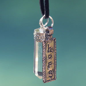 Hope Pewter Pendant, Crystal Quartz Pendant and Necklace Set
