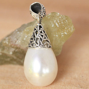 Natural Mabe Pearl and Sterling Silver Pendant
