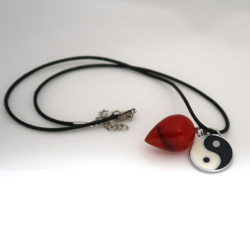 Yin Yang Carnelian Balance and Flow Pendulum Necklace Set