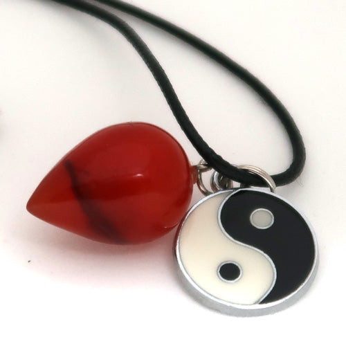 Yin Yang Carnelian Balance and Flow Pendulum Necklace Set