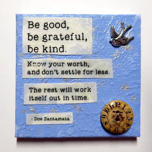 Be good... - Original Mixed Media mini canvas Painting by Doe Zantamata