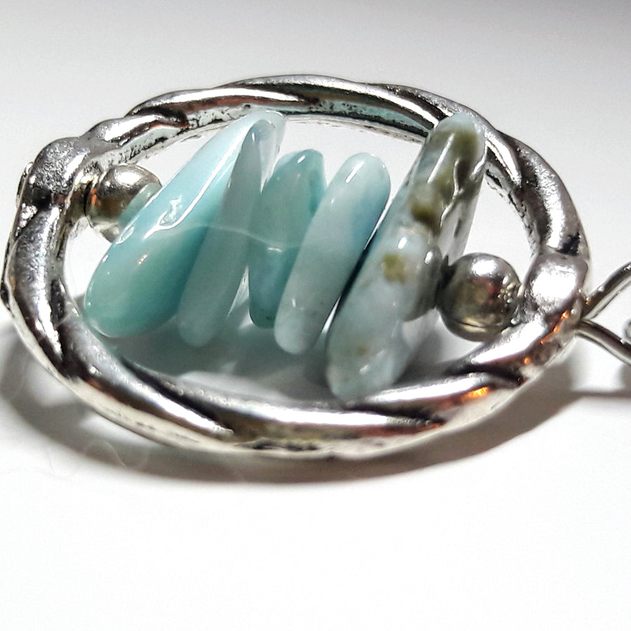 Larimar Cairn Natural Stones Truthful Communication Pendant