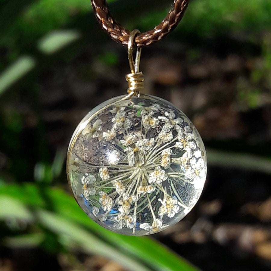 Sanctuary Pendant and Necklace - Queen Anne's Lace