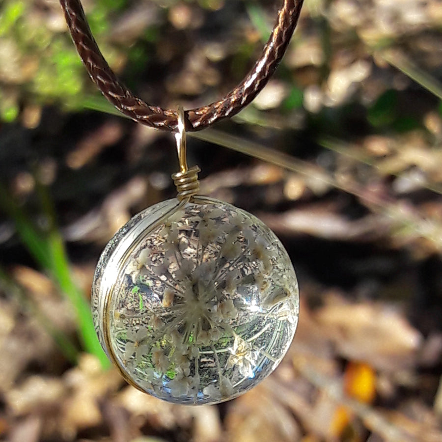 Sanctuary Pendant and Necklace - Queen Anne's Lace