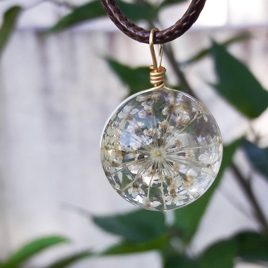 Sanctuary Pendant and Necklace - Queen Anne's Lace