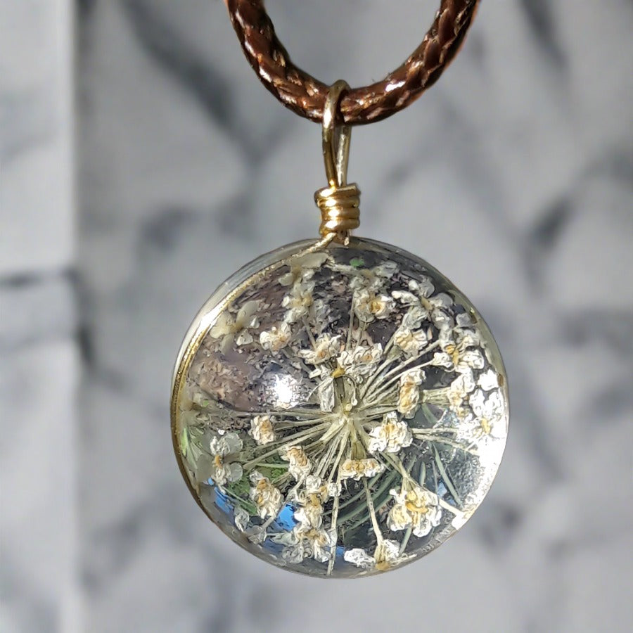 Sanctuary Pendant and Necklace - Queen Anne's Lace