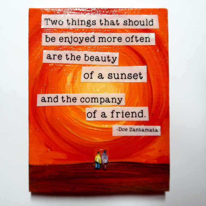 Two things... - Original Mixed Media mini canvas Painting by Doe Zantamata