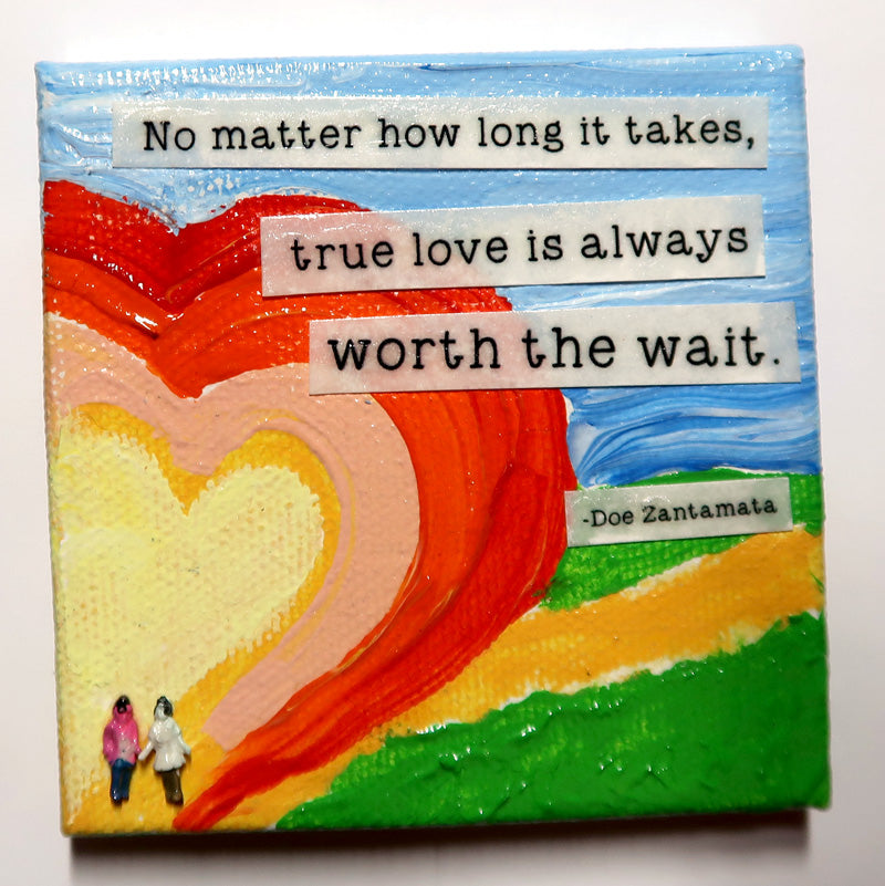 True Love.- Original Mixed Media mini canvas Painting by Doe Zantamata