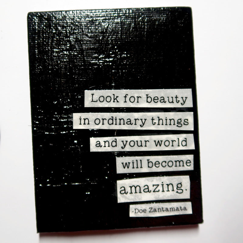 Beauty in the ordinary - Original Mixed Media mini canvas Painting by Doe Zantamata