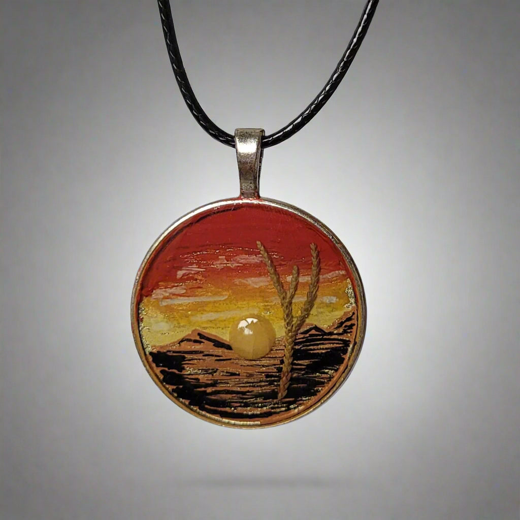 Arizona Sky - Yellow Quartz Handcrafted Amulet by Doe Zantamata