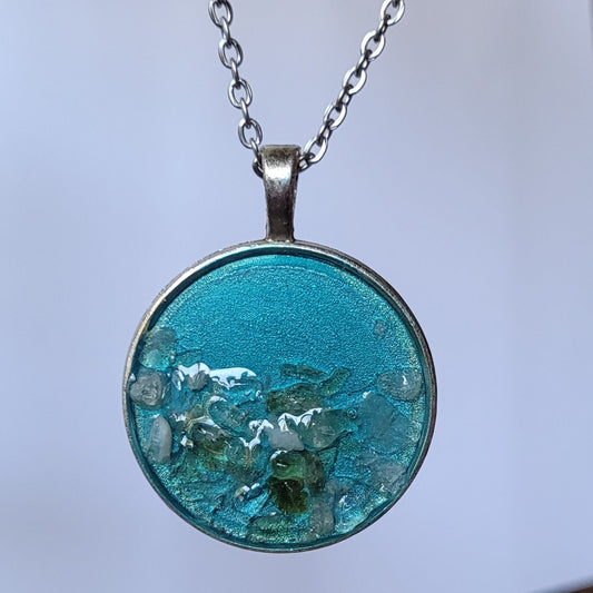 Turquoise Sky, Crystal Beach Handcrafted Amulet by Doe Zantamata