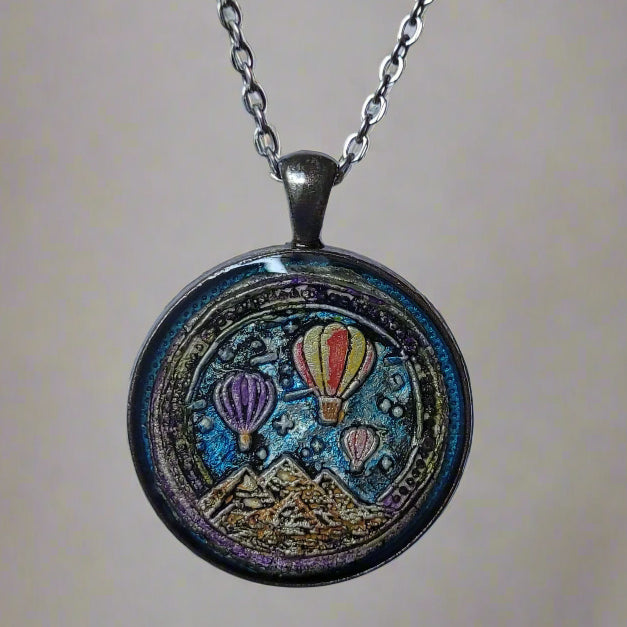 Rise Above It Hot Air Balloons Handcrafted Amulet by Doe Zantamata