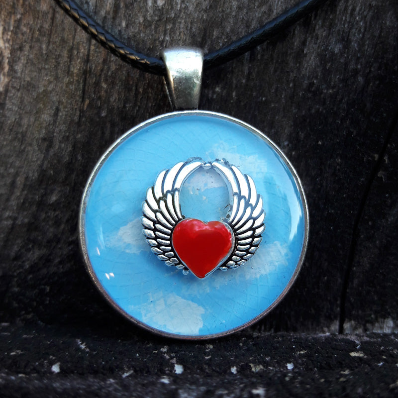 Set Free Your Heart Round Resin Pendant and Necklace