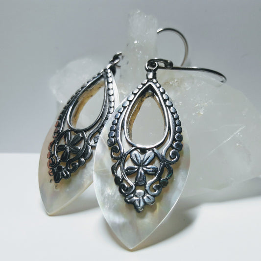 Mother of Pearl and Sterling Silver Earrings