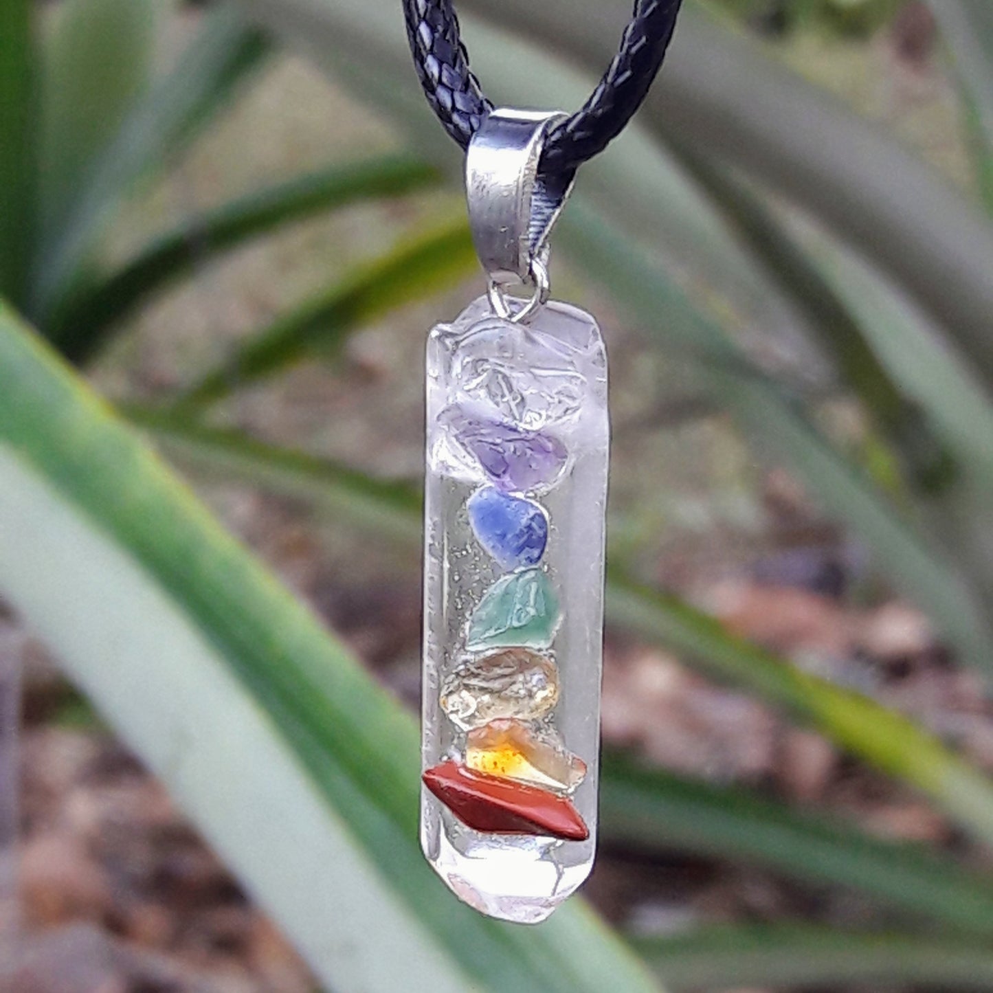 Chakra Fused Natural Crystal Pendant