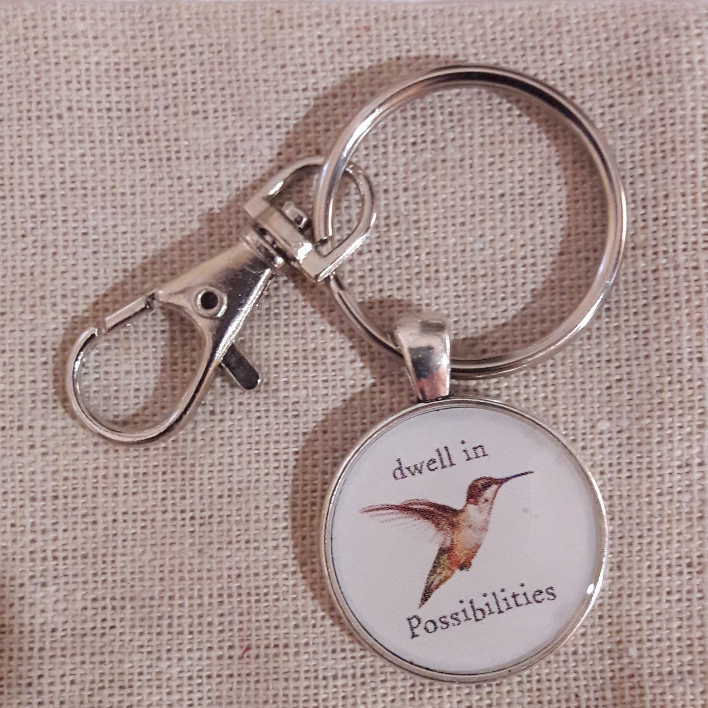 Hummingbird "dwell in possibilities" Keychain