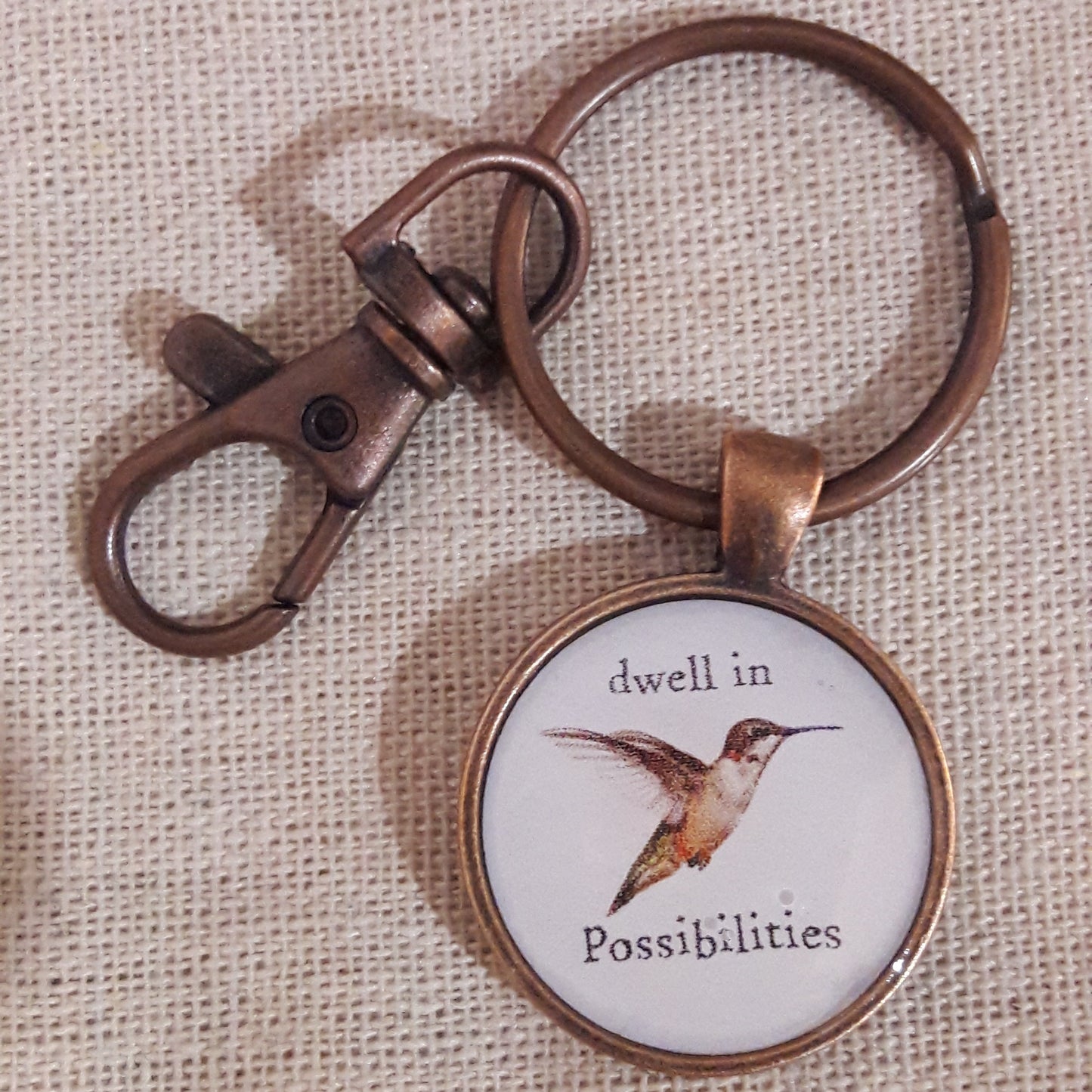 Hummingbird "dwell in possibilities" Keychain