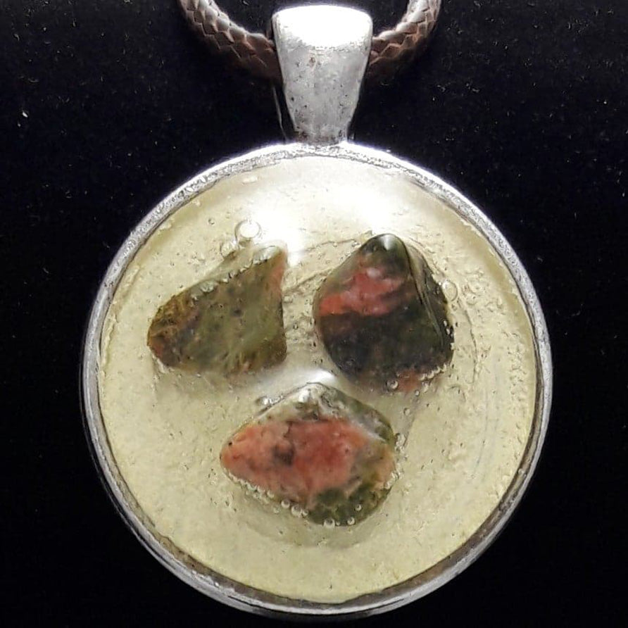 "Unakite Zen Garden" Amulets by Doe Zantamata