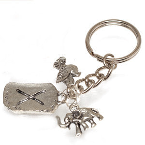 Pewter Peace, Love, and Prosperity Charm  Keychain