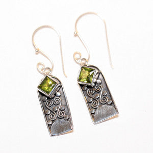 Sterling Silver and Citrine Silver Scroll Earrings