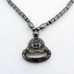 Laughing Buddha Magnetic Hematite Pendant and Necklace