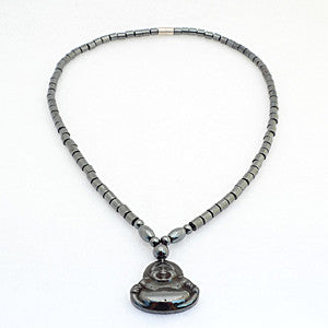 Laughing Buddha Magnetic Hematite Pendant and Necklace