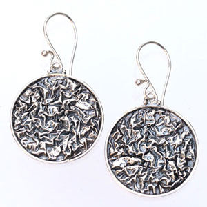Solid Sterling Silver Moon Textured Earrings