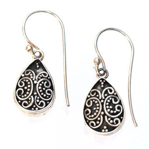 Sterling Silver and Ornate Leaf Earrings