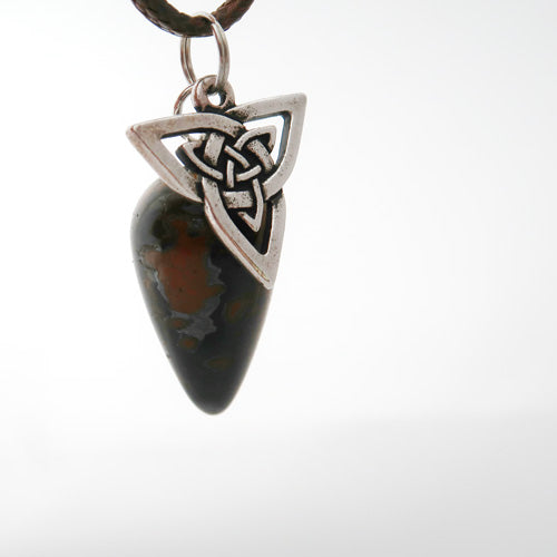 "Confident Presence" Triquetra and Natural Tiger Eye Pendulum Necklace Set