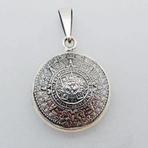 Sterling Silver Aztec Mayan Calendar Two sided