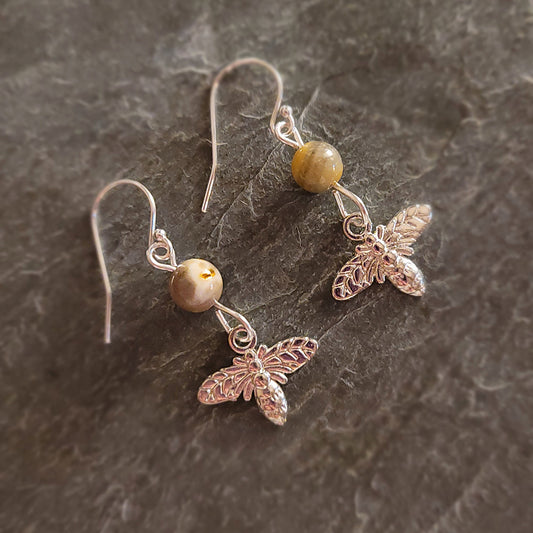 Honey Bee and Bumblebee Jasper Stone Earrings