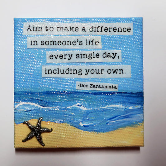 Aim to Make a Difference - Original Mixed Media mini canvas Painting by Doe Zantamata