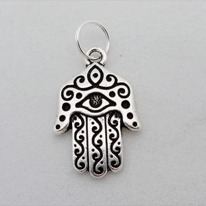 Silver Toned Pewter Hamsa Hand Pendant