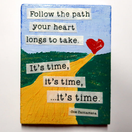 Follow Your Path - Original Mixed Media mini canvas Painting by Doe Zantamata