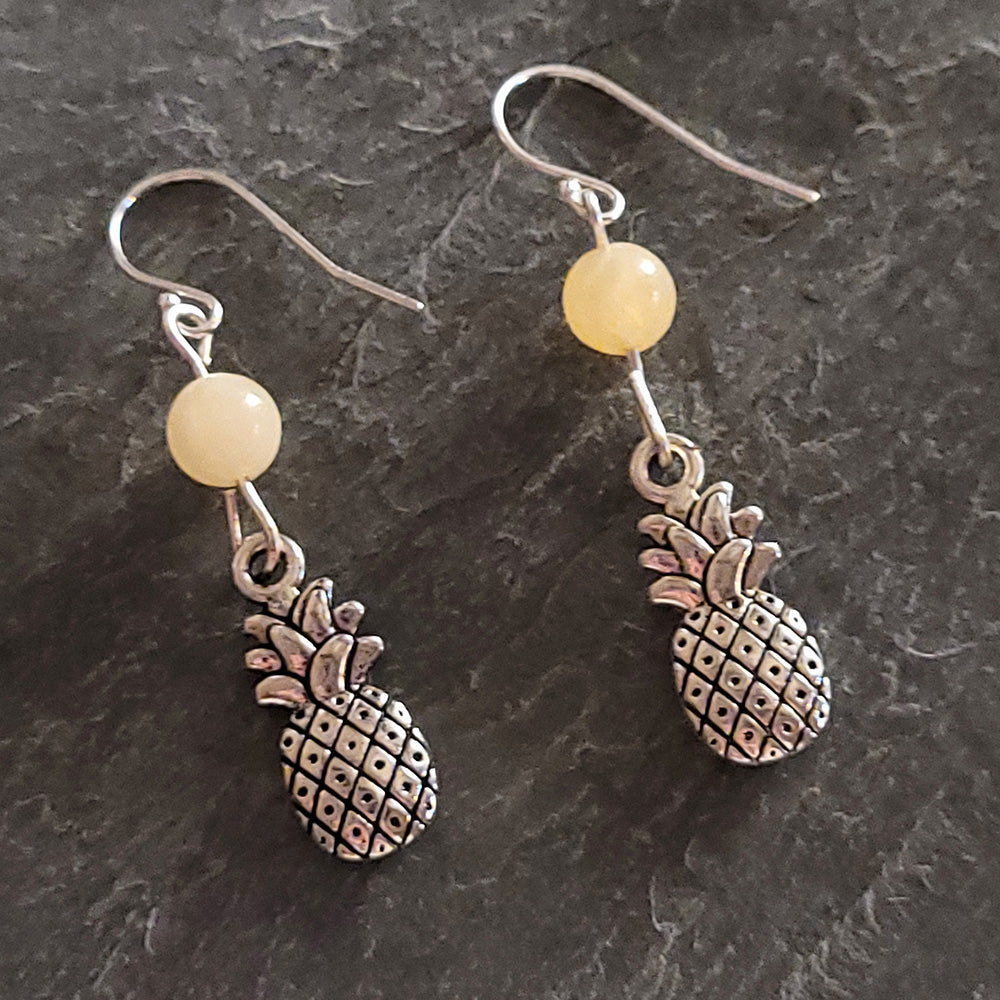 Pineapple Lemon Yellow Jade Earrings