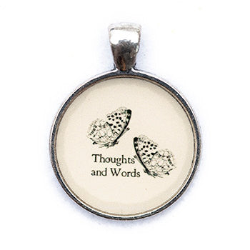 Thoughts and Words Pendant and Necklace - Silver Tone - Happiness in Your Life