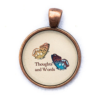 Thoughts and Words Pendant and Necklace - Copper Tone - Happiness in Your Life