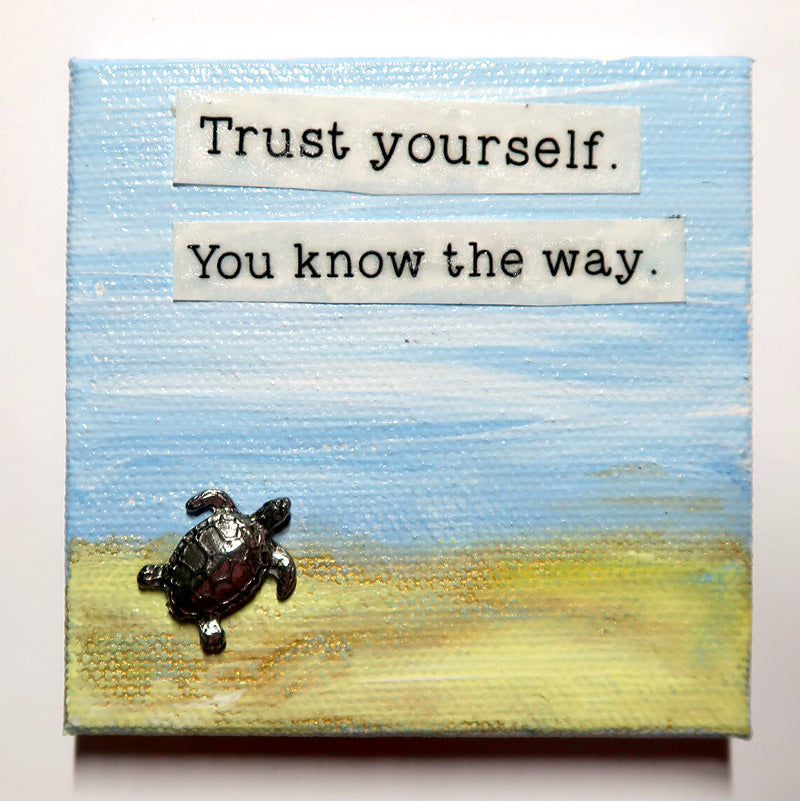 Trust yourself - Original Mixed Media mini canvas Painting by Doe Zantamata