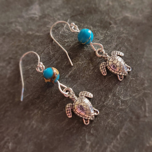 Sea Turtle Imperial Jasper Earrings