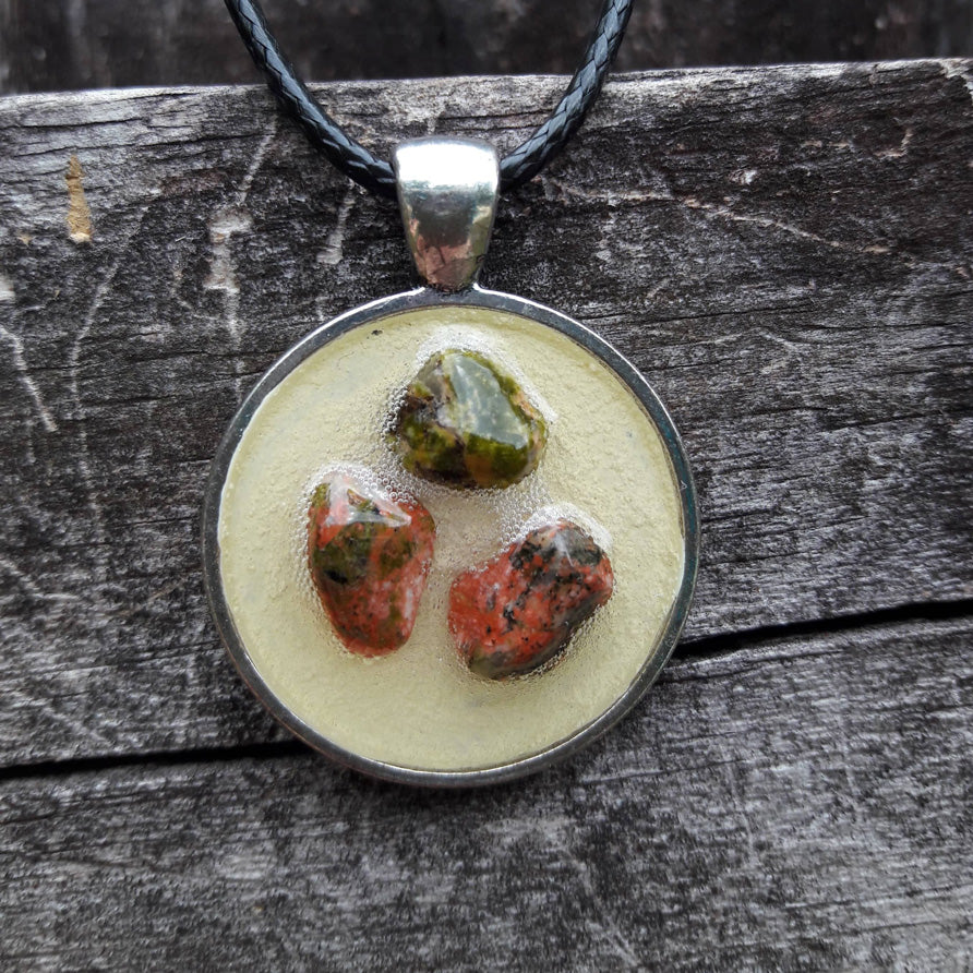 "Unakite Zen Garden" Amulets by Doe Zantamata